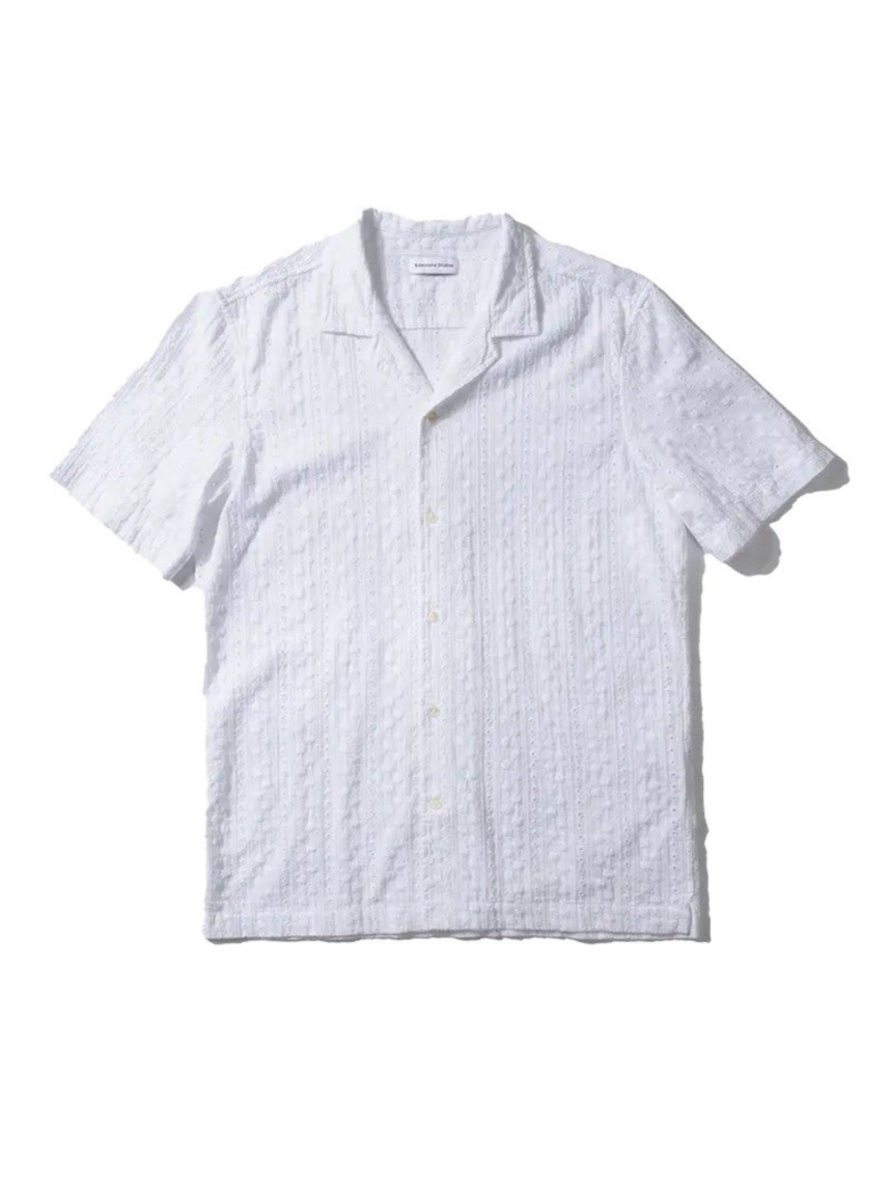 Edmmond Studios Freedom Short Sleeve Camp Collar Shirt Floral Stripe White SZ XL